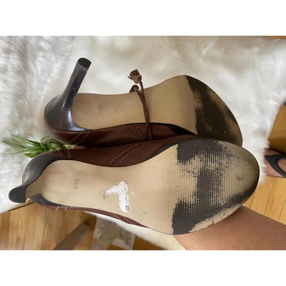 Talbots Brown Leather Women's Heels with Lace-Up Detail Size 7.5 - Picture 6 of 6